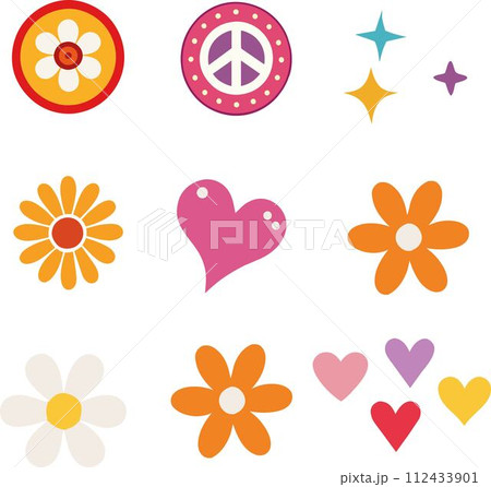 Great and lovely hipppie rainbow pride vector set Great and lovely hipppie rainbow pride vector set 112433901
