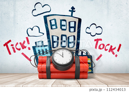 Time bomb and sketch building illustration Time bomb and sketch building illustration 112434013