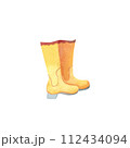 Watercolor yellow rubber boots Bright gardener's shoes Item of clothes Footwear Gumshoes Galoshes For design postcard pattern decor 112434094