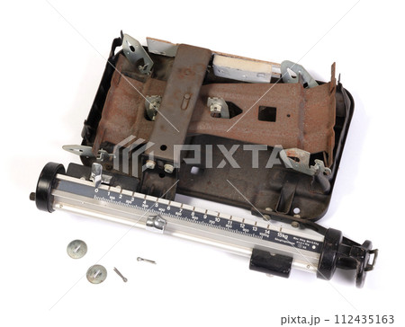Part of broken baby weight scales, isolated 112435163
