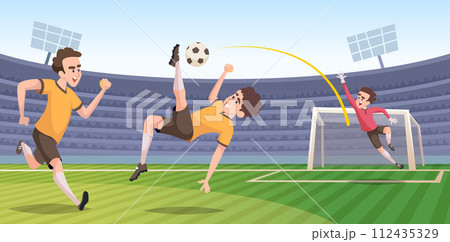 Soccer background with sport character football players on the field Soccer background with sport character football players on the field 112435329