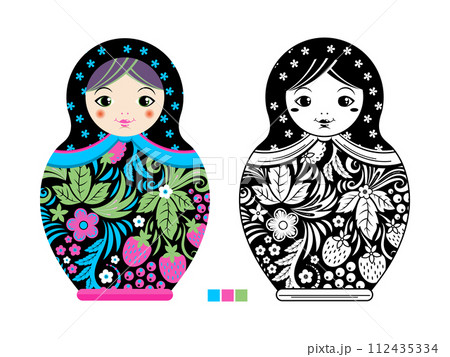 Russian doll authentic russian decorative toy matryoshka vector template Russian doll authentic russian decorative toy matryoshka vector template 112435334