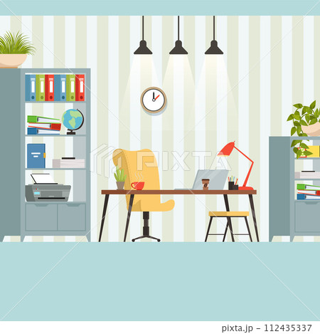 Office space working place of businessman or manager vector interior 112435337