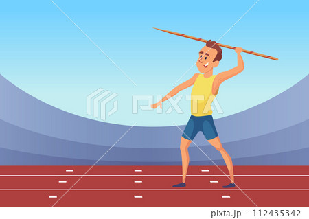 Javelin throwing olympic sport game man holding spear 112435342