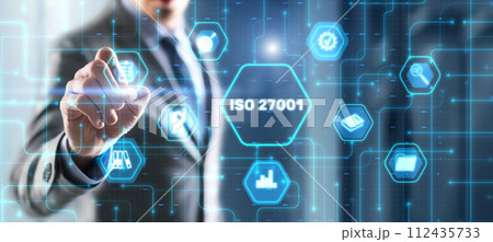 ISO Standard certification standardisation quality control concept on virtual screen ISO Standard certification standardisation quality control concept on virtual screen 112435733
