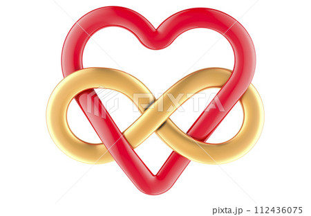 Red heart with infinity symbol. Infinity Love, concept. 3D rendering 112436075