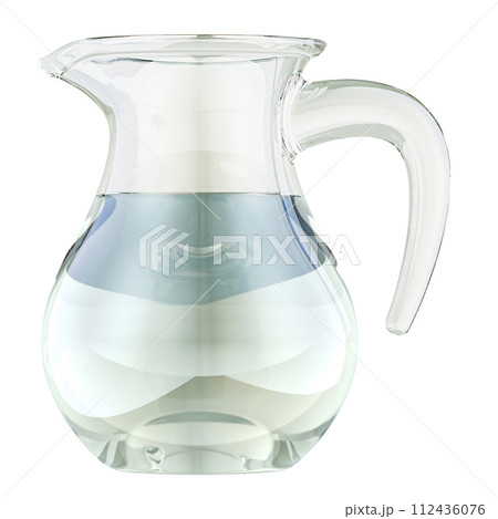 Glass Beverage Pitcher Clear with water, 3D rendering Glass Beverage Pitcher Clear with water, 3D rendering 112436076