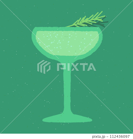 Blue cocktail with rosemary and bubble drink. Soda and gin tonic in a margarita glass 112436097