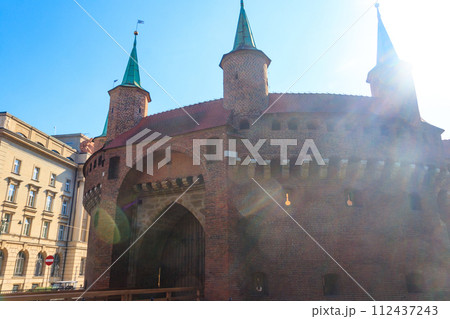 Krakow barbican - medieval fortification at city walls, Poland Krakow barbican - medieval fortification at city walls, Poland 112437243