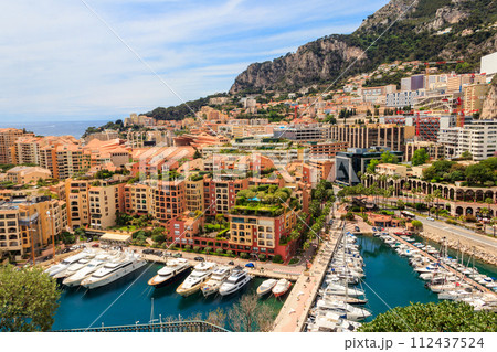 Panoramic view of Monte Carlo harbour in Monaco 112437524