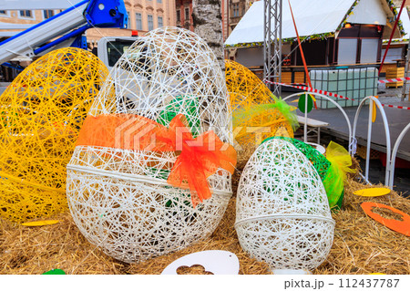 Easter decoration on the Old town square in Prague, Czech Republic 112437787