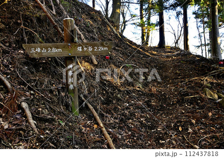 丹沢の大山三峰山　大山三峰縦走コース　物見峠手前の分岐 112437818