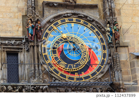 Prague astronomical clock or Prague Orloj is a medieval astronomical clock attached to the Old Town Hall in Prague, Czech Republic Prague astronomical clock or Prague Orloj is a medieval astronomical clock attached to the Old Town Hall in Prague, Czech Republic 112437899