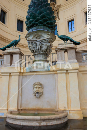 The Fontana della Pigna or simply Pigna (Pinecone) is a former roman fountain in courtyard of Vatican The Fontana della Pigna or simply Pigna (Pinecone) is a former roman fountain in courtyard of Vatican 112437922
