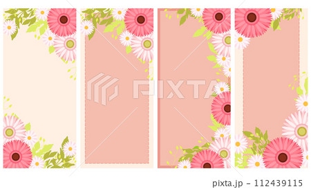 ピンクの春の花のイラスト背景・縦型19.5:9 112439115