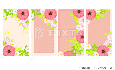 ピンクの春の花のイラスト背景・縦型16:9 112439118