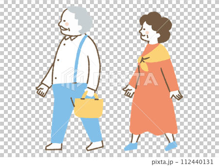 拿著手提包的老男人老女人_color 112440131