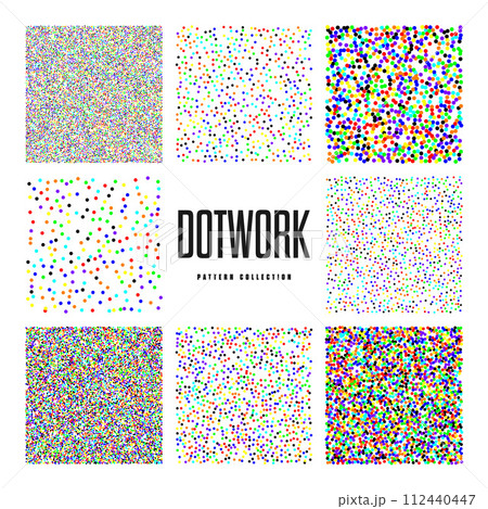 Square shaped dotted objects, vintage stipple...のイラスト素材 [112440447] - PIXTA