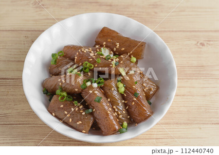 コンニャクの焼き肉ソース焼き コンニャクの焼き肉ソース焼き 112440740