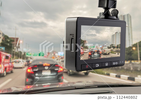 Car CCTV camera video recorder for driving safety on the road 112440802