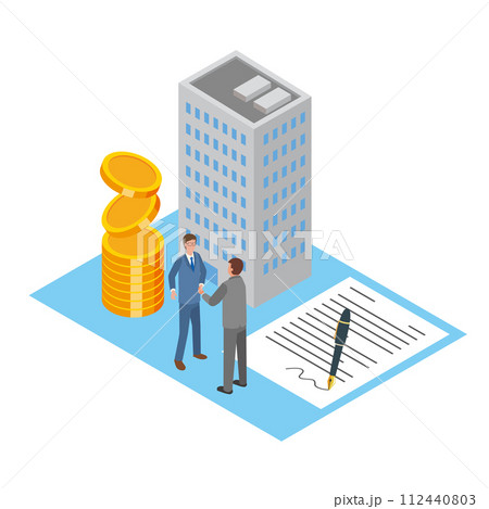 握手するビジネスマンと企業間契約 握手するビジネスマンと企業間契約 112440803