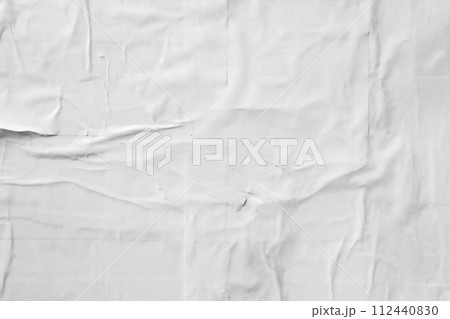white crumpled and creased paper poster texture background 112440830