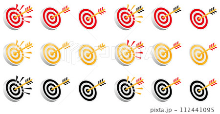 弓矢と的、大当たり、当たり的のベクターイラストセット 112441095