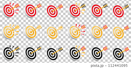 弓矢と的、大当たり、当たり的のベクターイラストセット 112441095