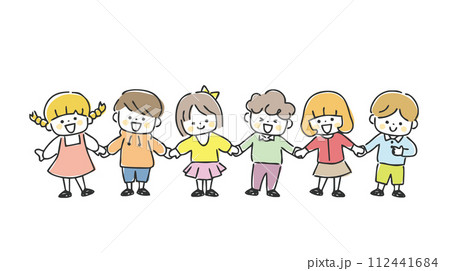 手を繋ぐ子ども達のイラスト 手を繋ぐ子ども達のイラスト 112441684