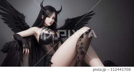 悪魔, 羽, 翼, 美少女, generative ai 112441708