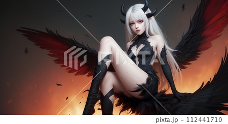 悪魔, 羽, 翼, 美少女, generative ai 112441710