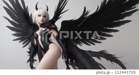 悪魔, 羽, 翼, 美少女, generative ai 112441720