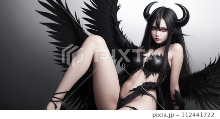 悪魔, 羽, 翼, 美少女, generative ai 112441722