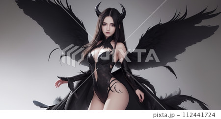 悪魔, 羽, 翼, 美少女, generative ai 112441724