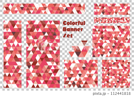 Banner set _ triangle mosaic _ pink Banner set _ triangle mosaic _ pink 112441818