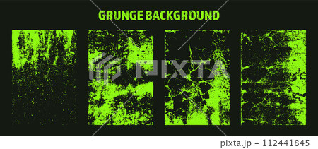 Grunge overlay texture. Old dirty concrete background with cracks and scratches. Distressed grainy surface. Vintage urban backdrop. Scraped and stained design element. Vector illustration 112441845