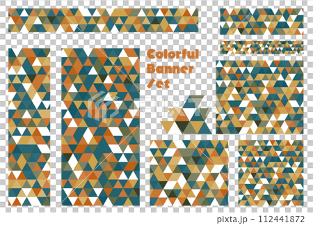 Banner set_triangle mosaic_colorful 112441872
