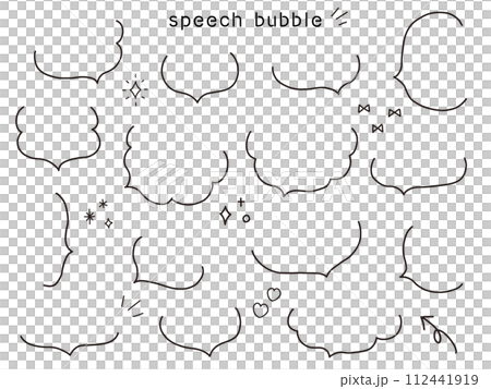 手書きのゆるい吹き出しのベクターイラストセット。 ふきだし、フレーム 手書きのゆるい吹き出しのベクターイラストセット。 ふきだし、フレーム 112441919