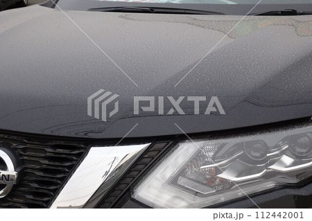 汚れた自動車のボンネット 112442001