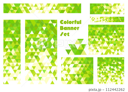 バナーセット_三角形モザイク_緑 112442262