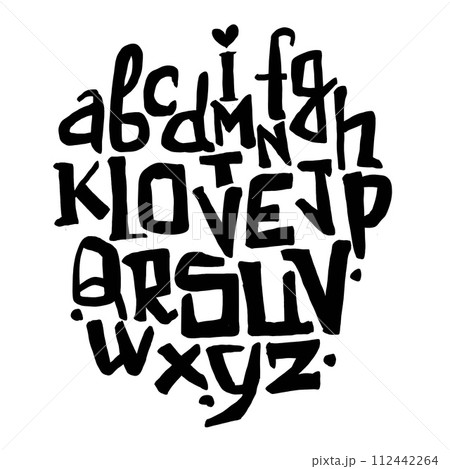 Hand Drawn Love Themed Graffiti Alphabet 112442264