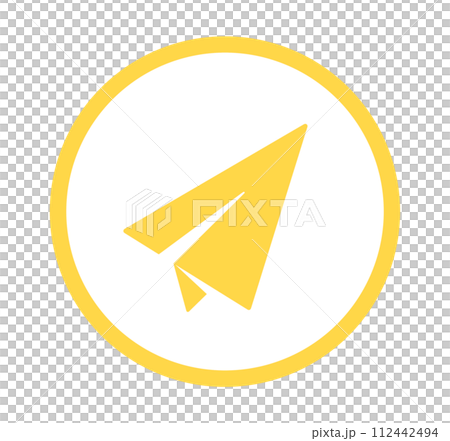 Simple yellow paper airplane icon Simple yellow paper airplane icon 112442494
