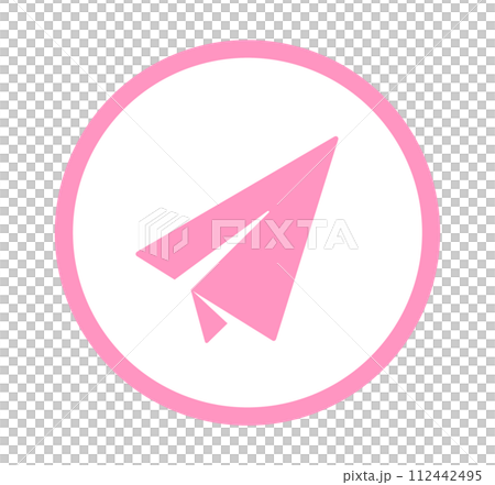 簡單的粉紅紙飛機圖標 112442495