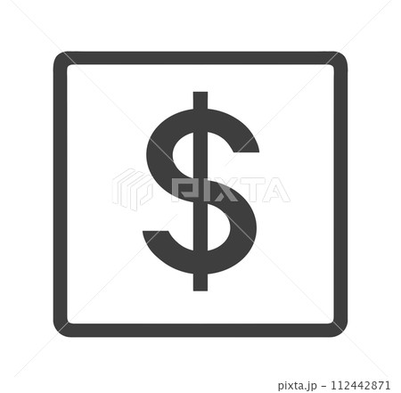 シンプルな黒色のドルマーク シンプルな黒色のドルマーク 112442871