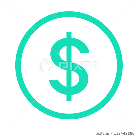 シンプルな緑色のドルマーク	 112442880