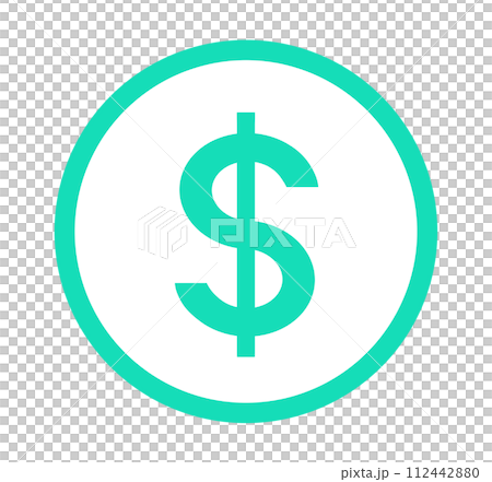 シンプルな緑色のドルマーク	 112442880