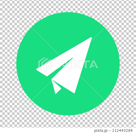 simple green paper airplane icon 112443284