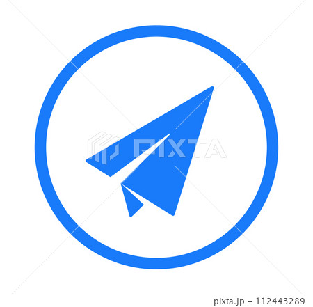 シンプルな青色の紙飛行機アイコン	 112443289