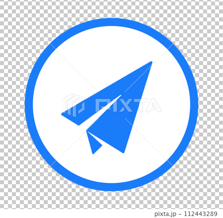 シンプルな青色の紙飛行機アイコン	 112443289