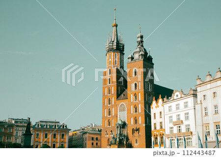 St. Mary's Basilica church at Rynek Glowny Main Market Square in Krakow, Poland St. Mary's Basilica church at Rynek Glowny Main Market Square in Krakow, Poland 112443487